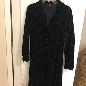 Long Length Vintage Black Coat. Size Small
